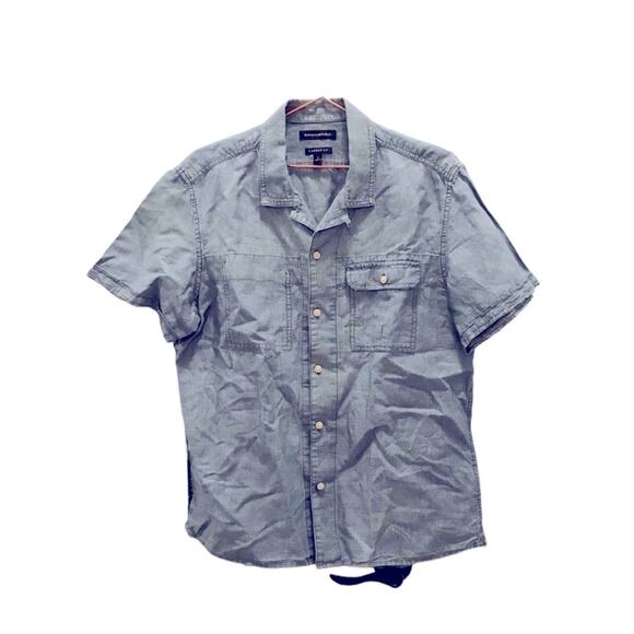 Banana republic Camden fit linen blend chambray button down size large - Picture 1 of 6
